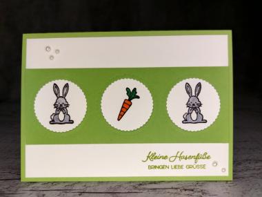 Grußkarte Ostern kleine Hasenfüße handgemacht